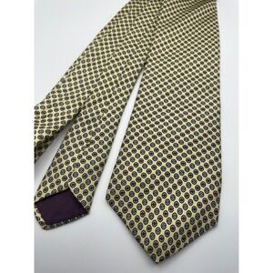 Henri Christian Yellow Geometric Medallion Silk Tie Mens British Design Necktie